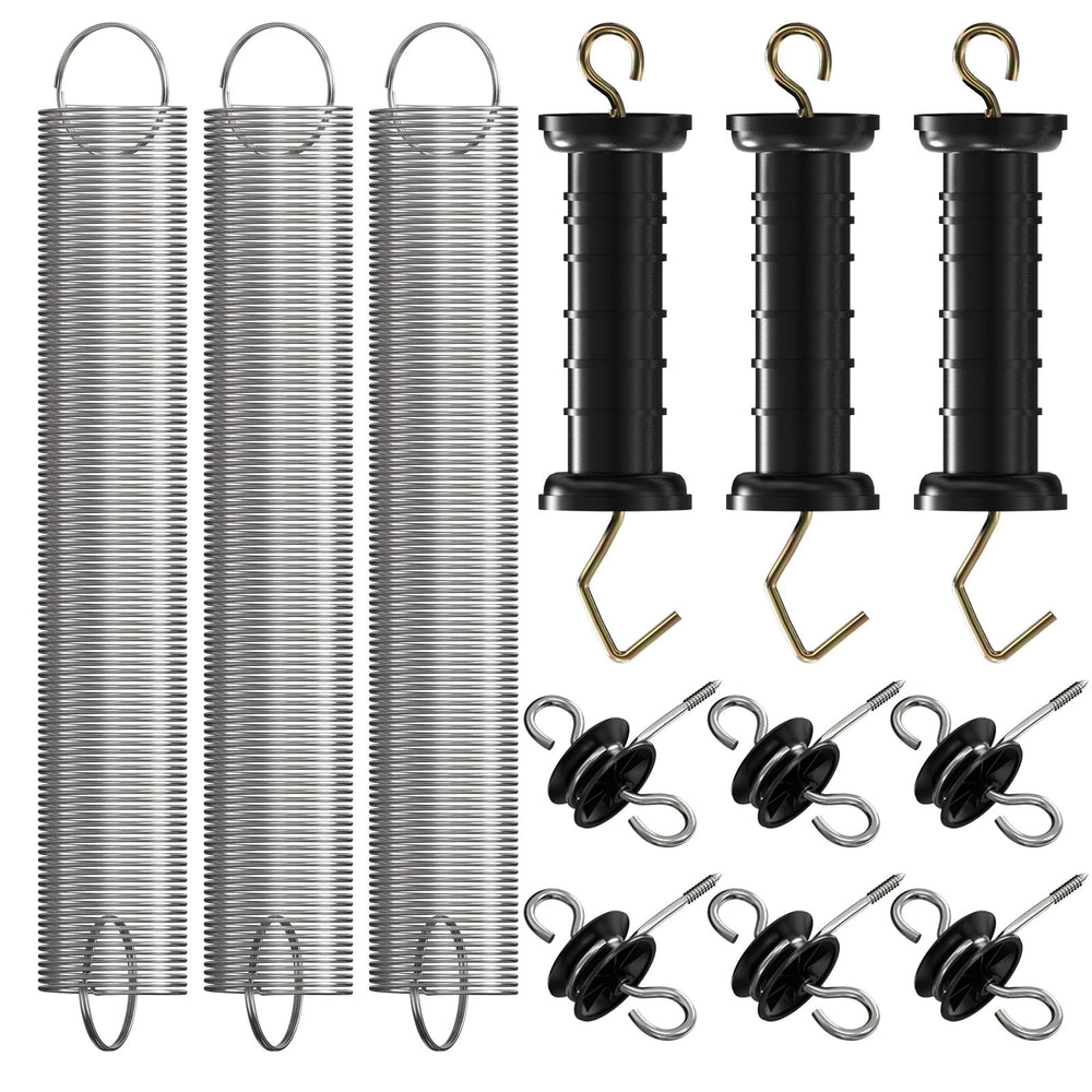 LIFENCE front view of kit with handles springs and insulators for quick setup