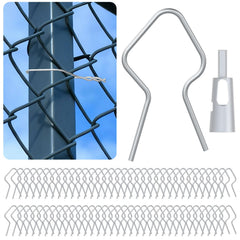 LIFENCE front pack of 400 T-post clips showing quantity and tool, clear storage benefit