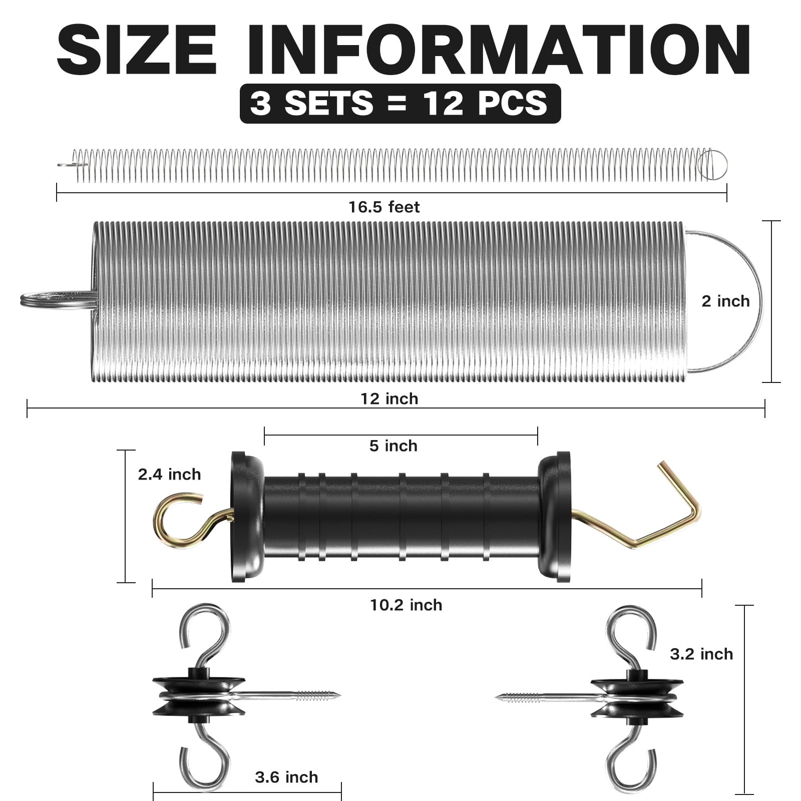 LIFENCE high-tensile spring fully extended to 16.5ft demonstrating strong tension