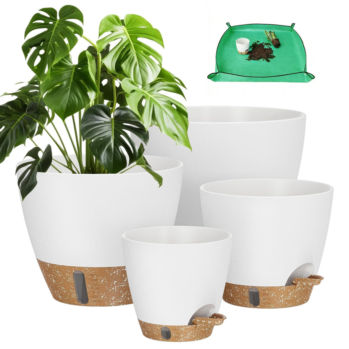 LifeNest front view of five self-watering planters showing clean modern design and versatility