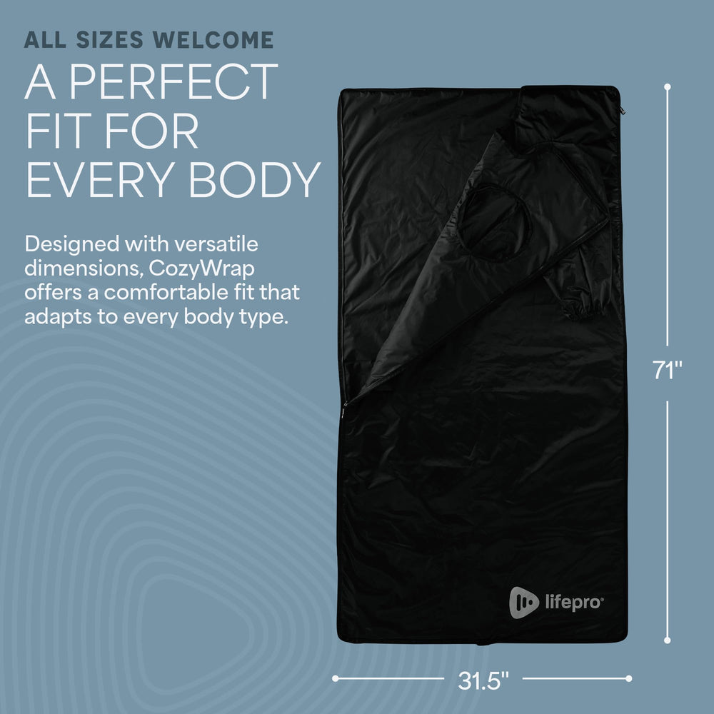 LifePro lifestyle image of person relaxing inside blanket for post-workout recovery