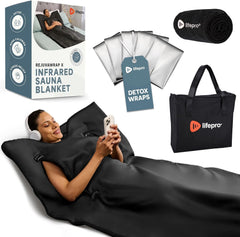 LifePro front view of blanket showing full-body coverage and easy setup benefit