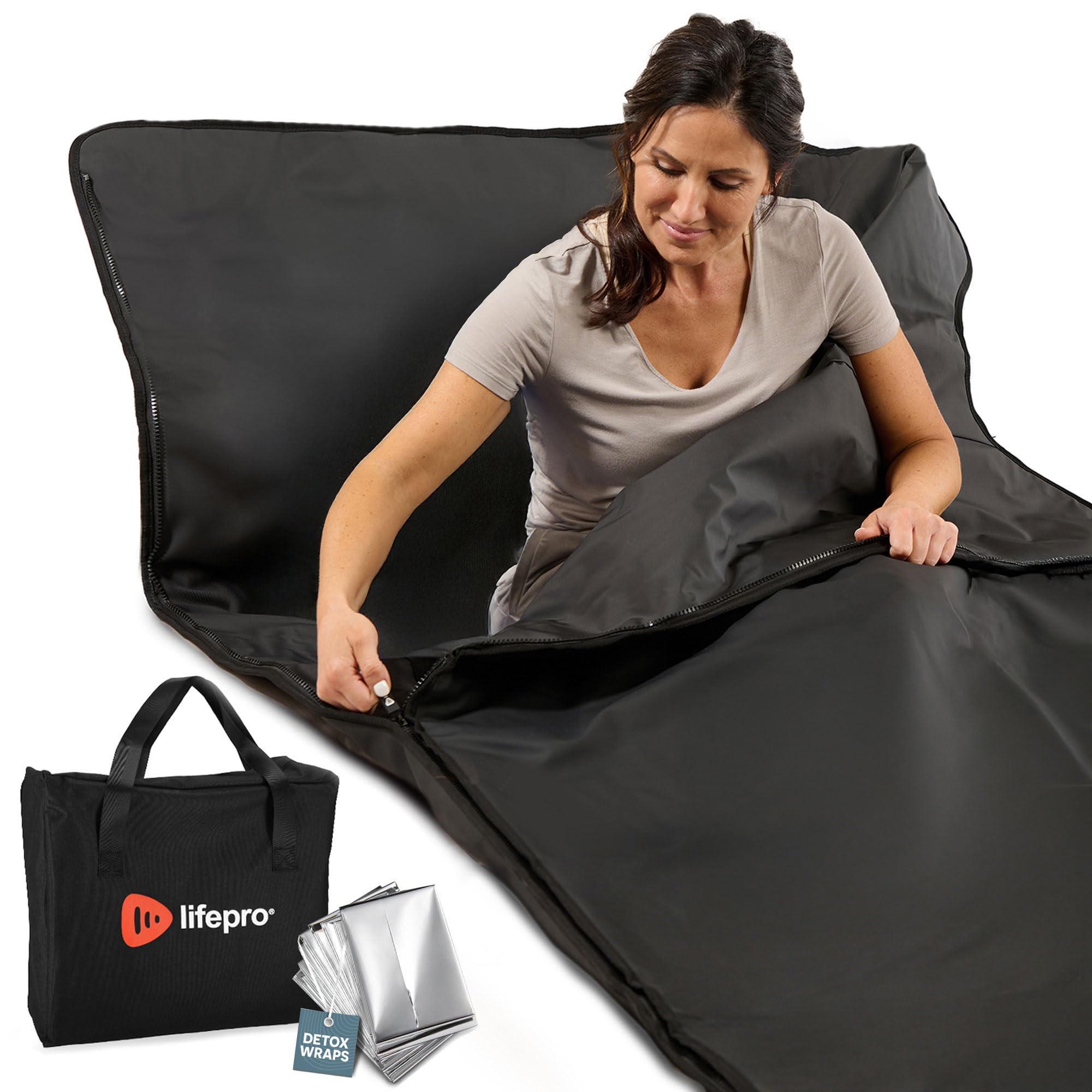LifePro RejuvaWrap front view showing full-body coverage and roomy design benefit
