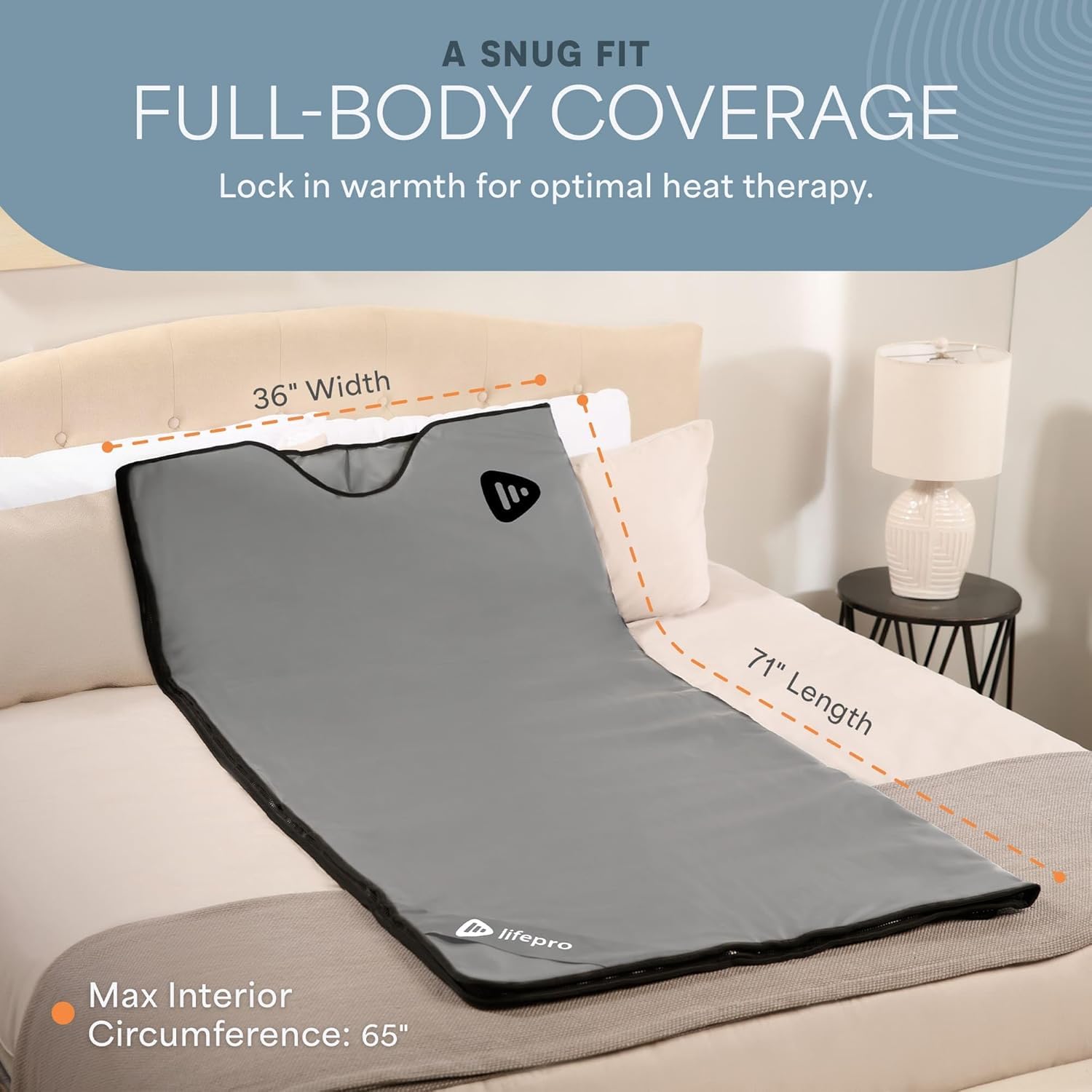 LifePro open in use with person zipped inside, full-body coverage comfort benefit