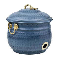 LifeSmart front view of antique-green hose pot showing elegant storage benefit