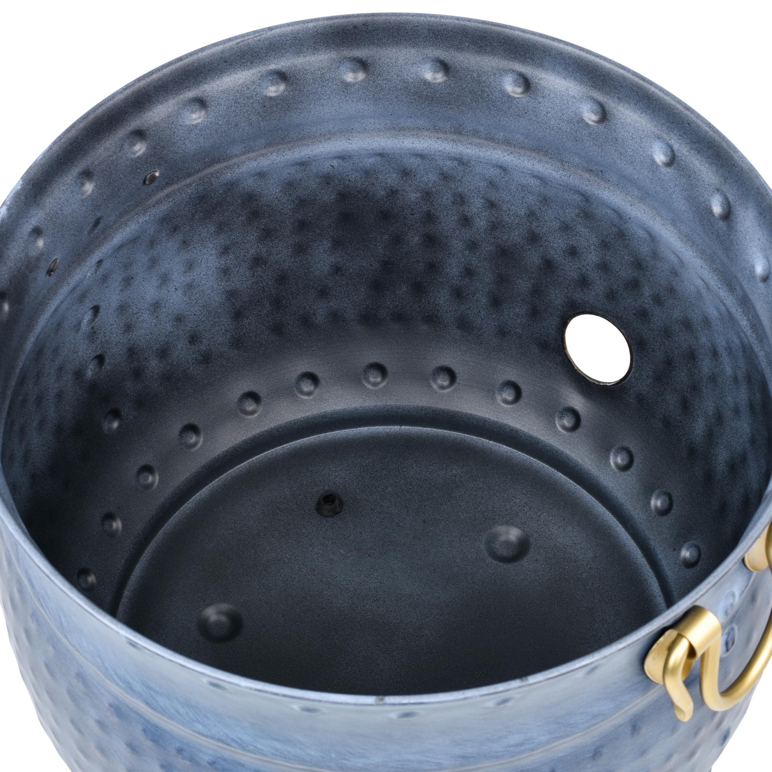 LifeSmart pot with rolled hose inside demonstrating tidy concealed storage
