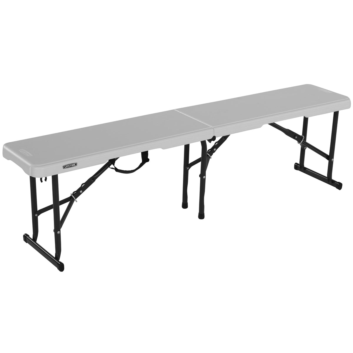 LIFETIME bench open front view showing sturdy seating and quick setup benefit