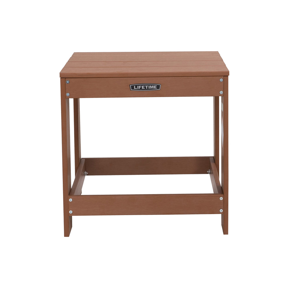 LIFETIME Adirondack Table front view showing compact outdoor surface and stable base