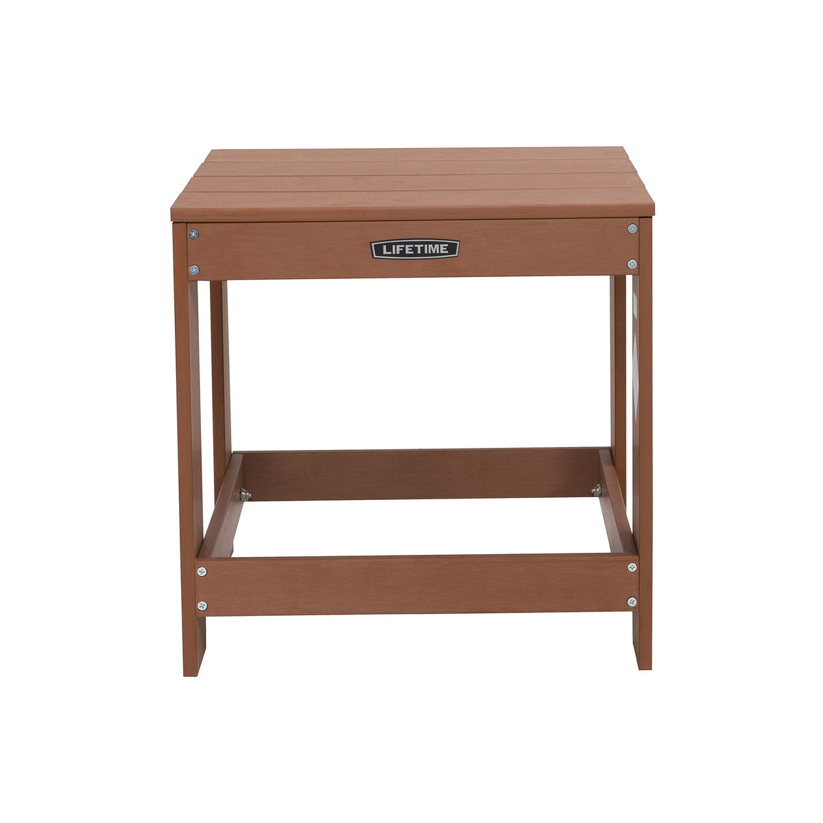 LIFETIME Adirondack Table front view showing compact outdoor surface and stable base