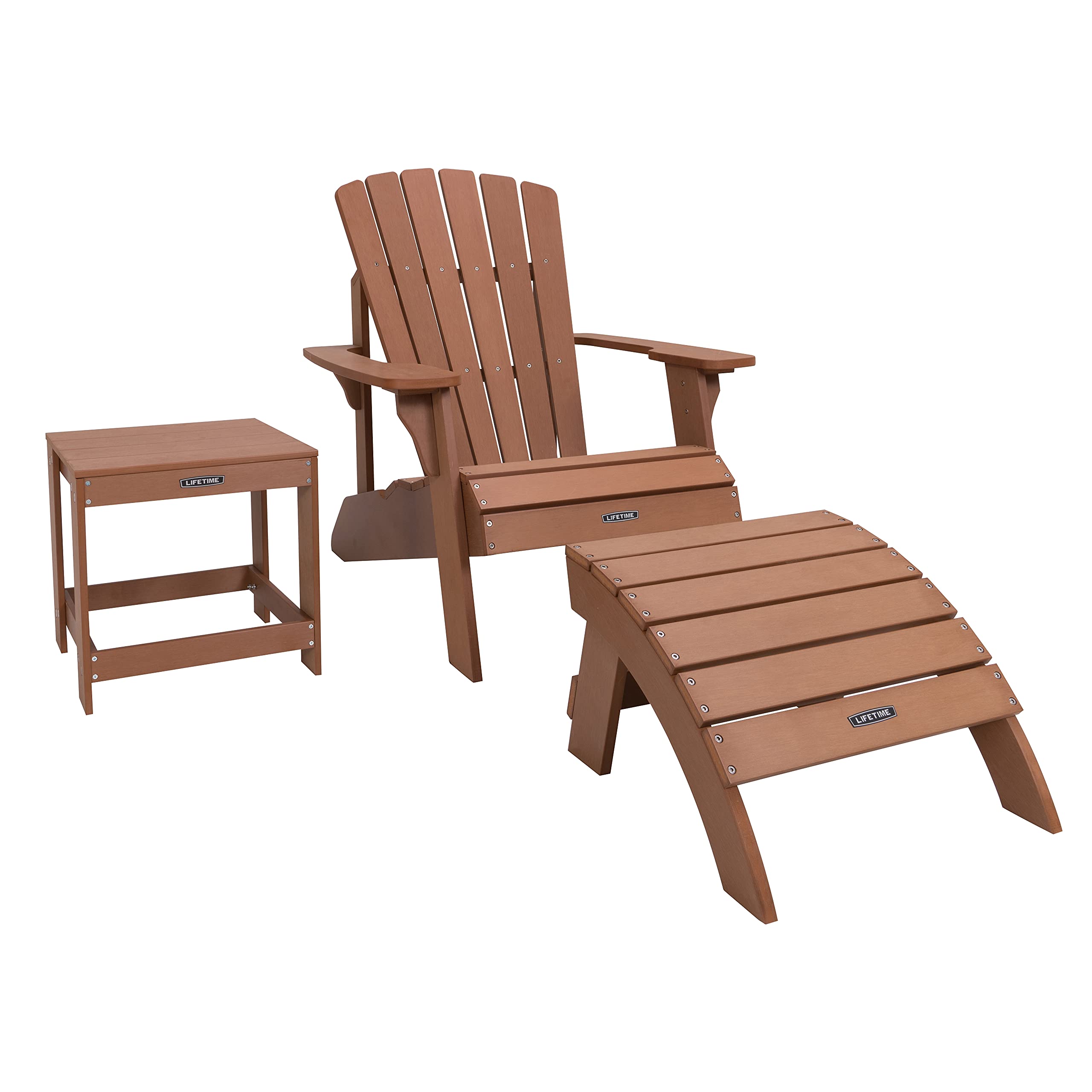 LIFETIME Adirondack Table on patio beside chairs demonstrating convenient tabletop space