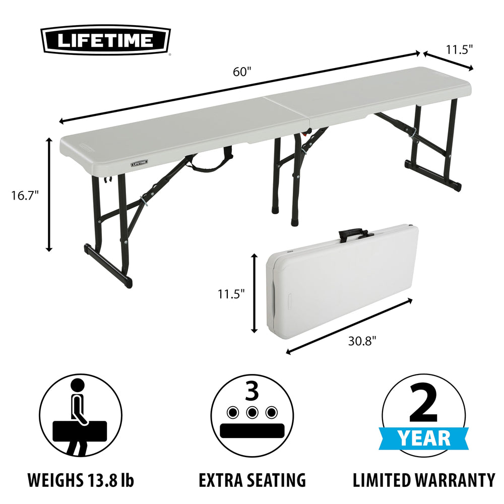 LIFETIME bench folded with handle for easy transport and compact storage