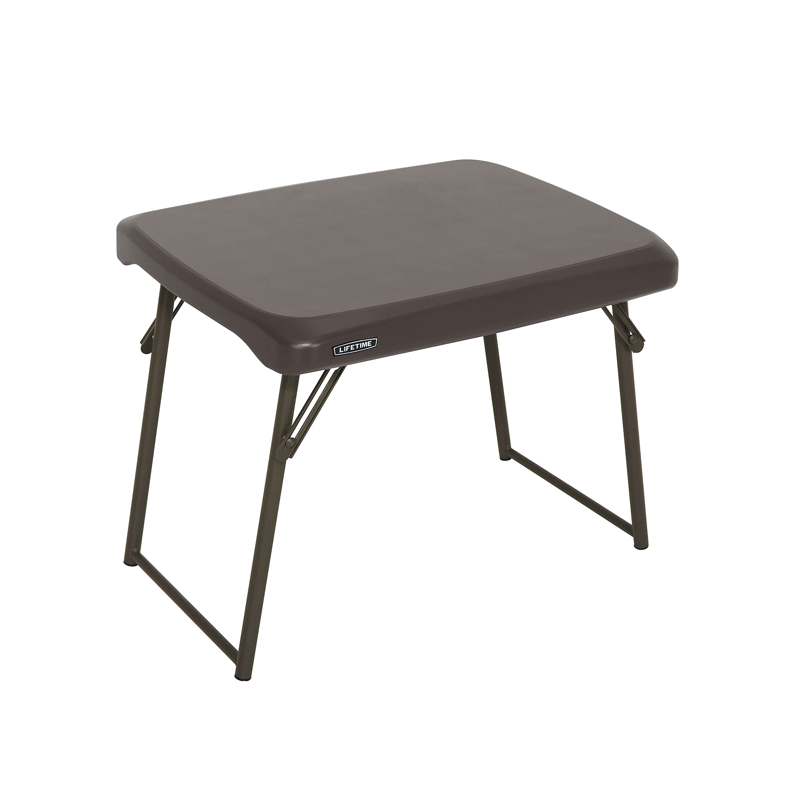 LIFETIME front view showing compact low side table and stable surface for convenience