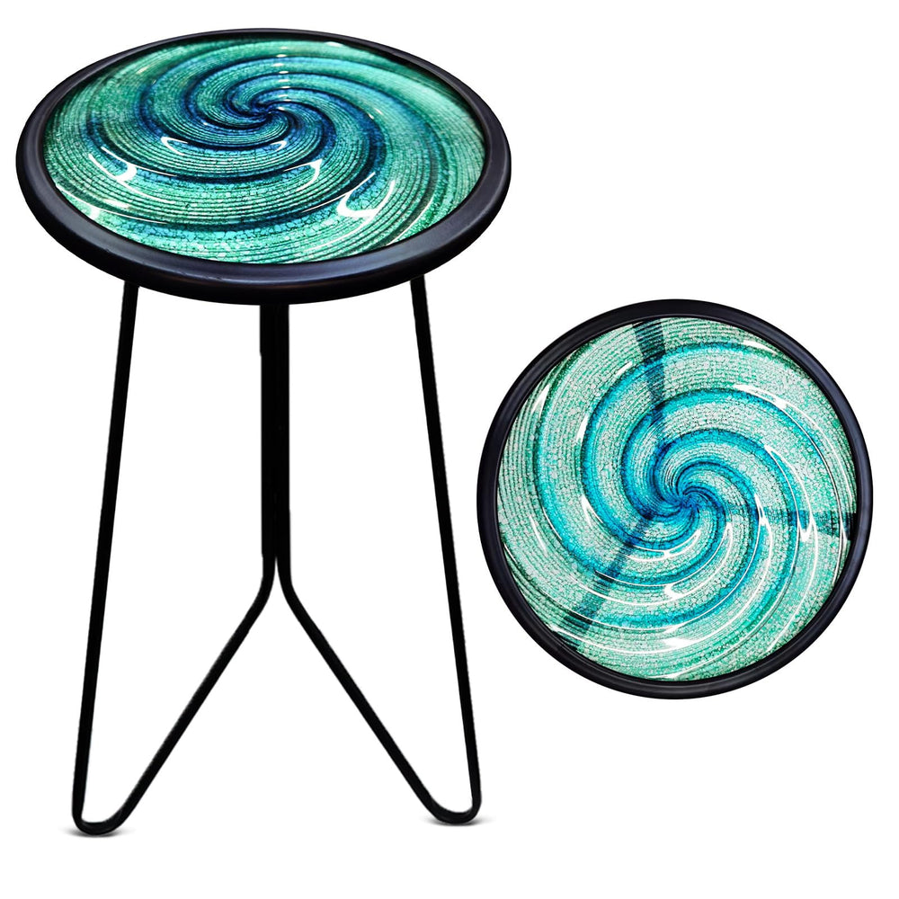 LIFFY front view green side table showing compact benefit
