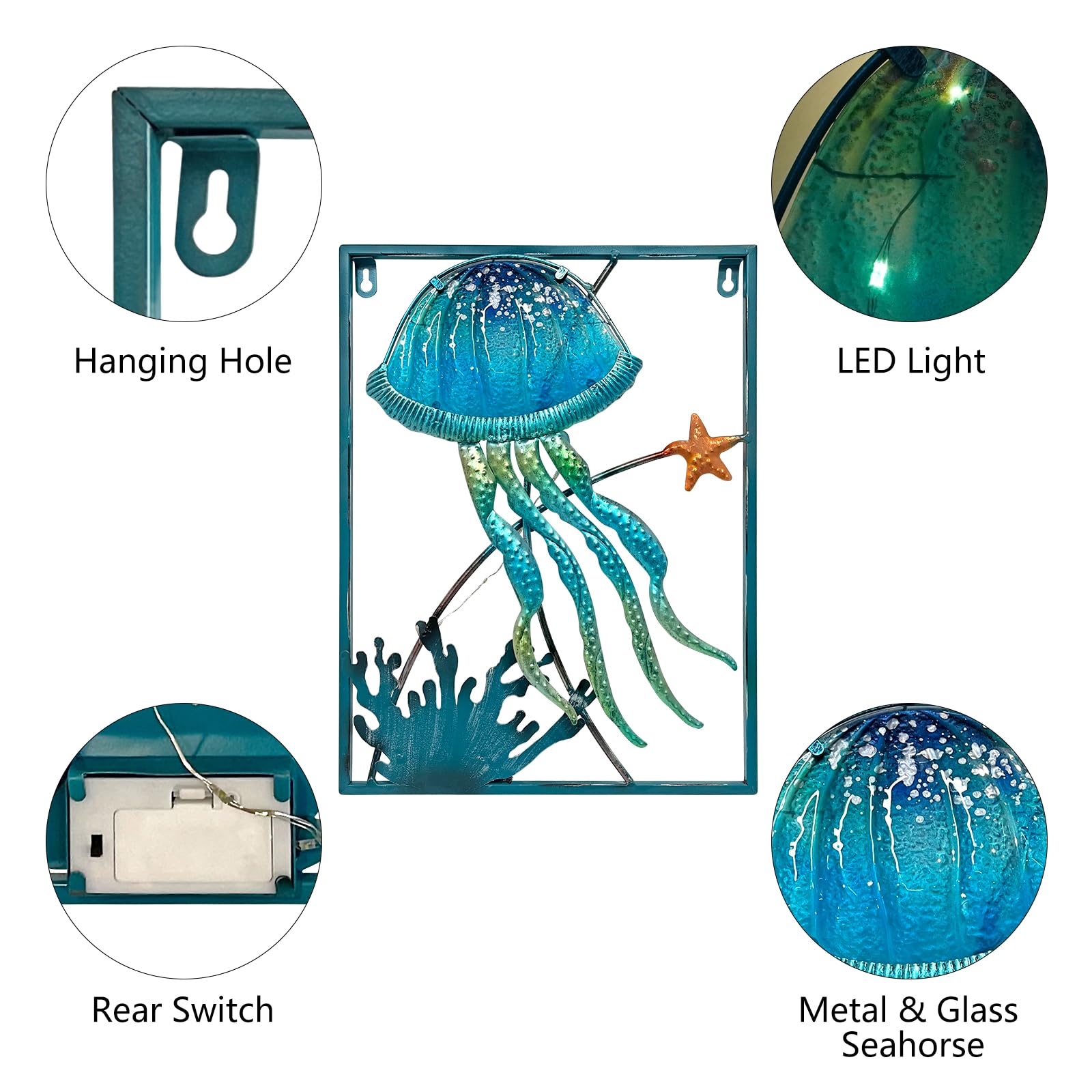 LIFFY jellyfish lit by LED fairy lights creating warm evening ambiance