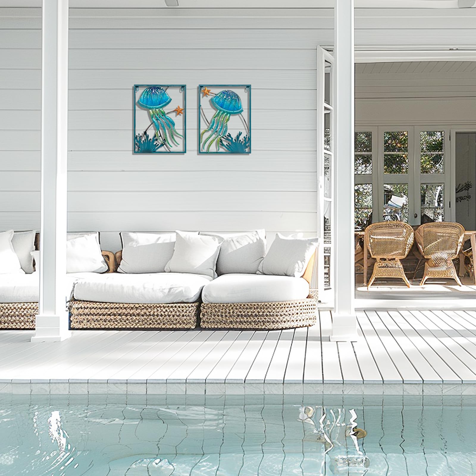LIFFY wall art mounted poolside adding mood lighting and style
