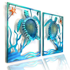 LIFFY front view sea turtle wall art showing coastal style benefit