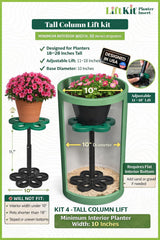 Lift Kit Planter Insert close-up of telescoping pole for adjustable height benefit