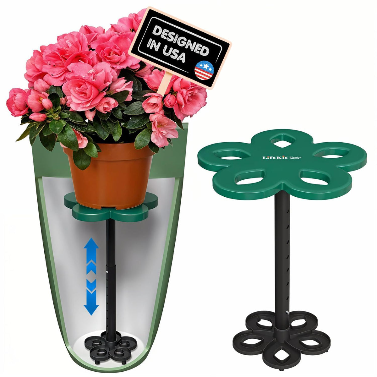 Lift Kit Planter Insert front view showing tapered riser and stable platform benefit