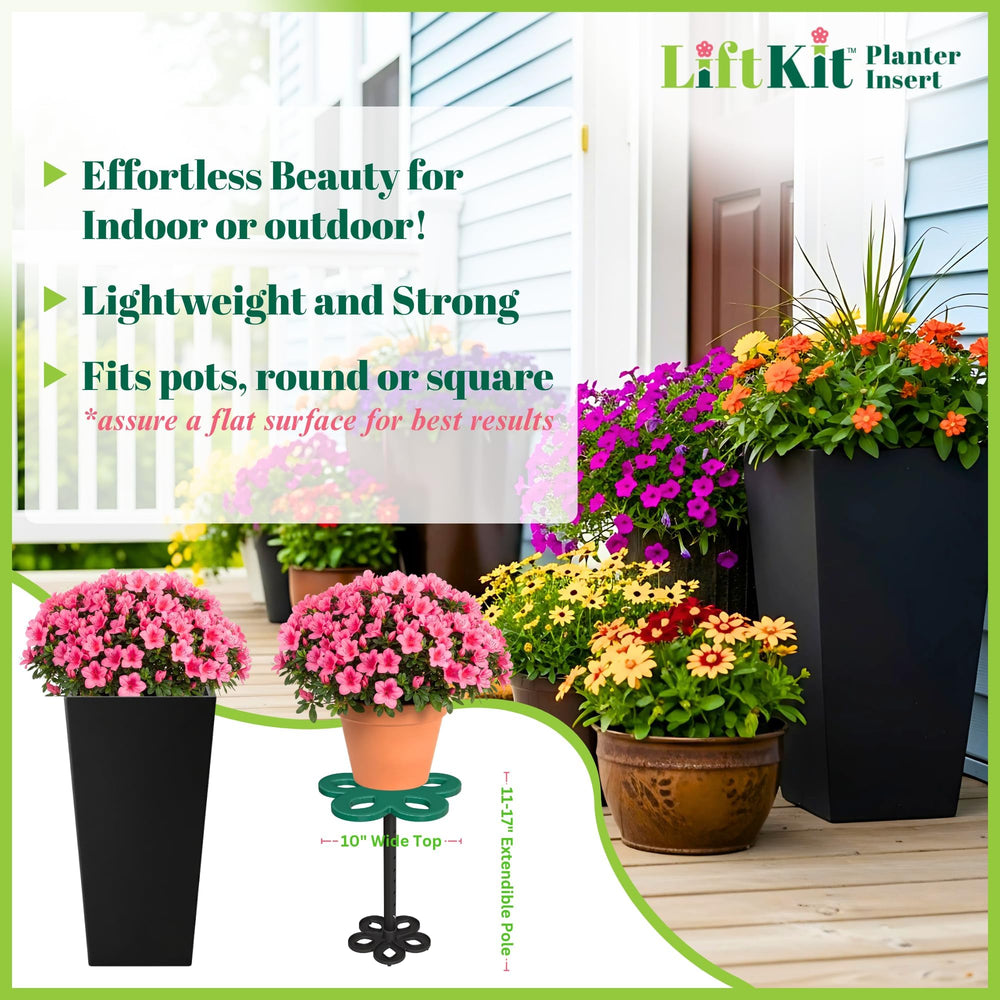 Lift Kit Planter Insert installed in pot with plant for lighter, liftable container