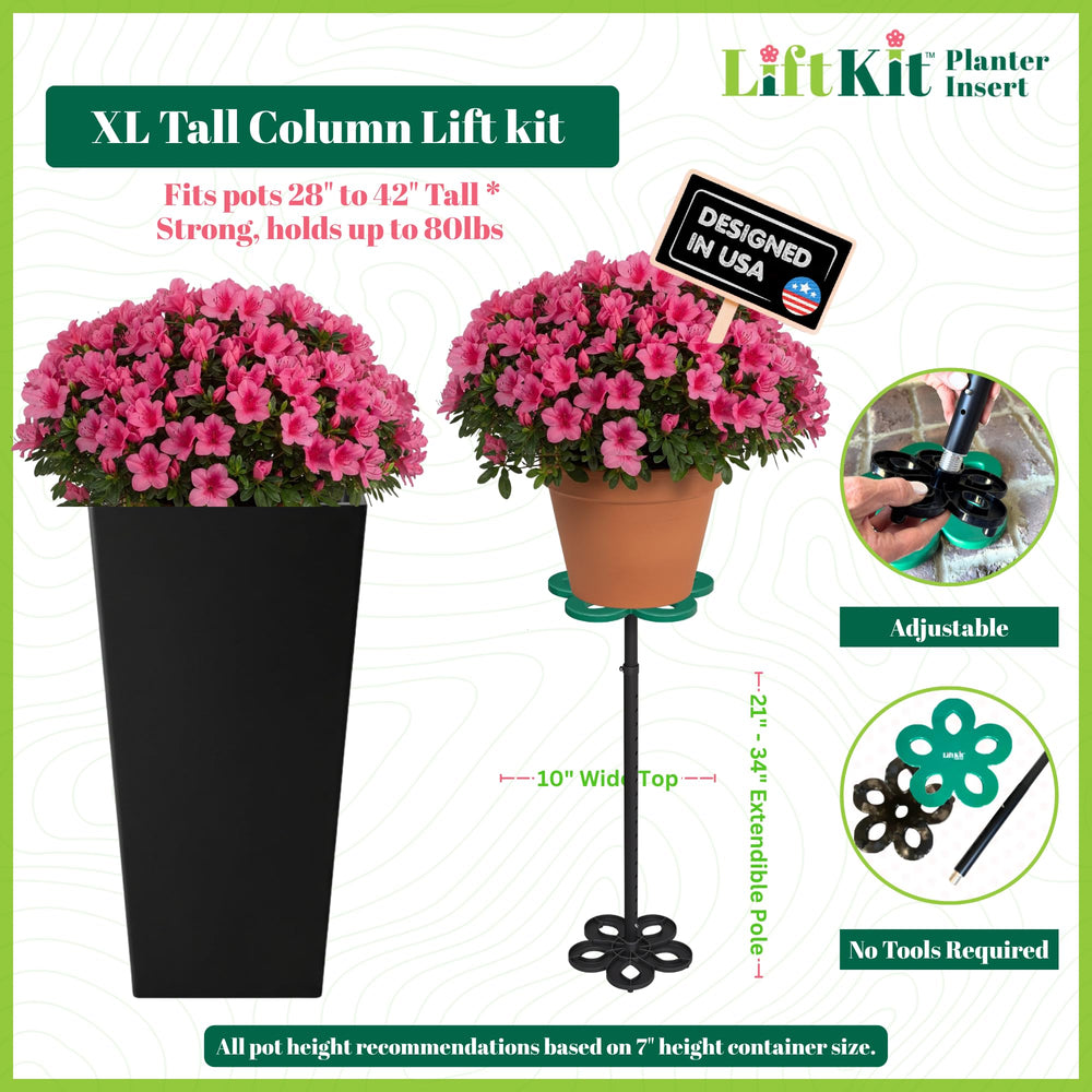 Lift Kit Planter Insert close-up of telescoping flip-lock for secure adjustable height