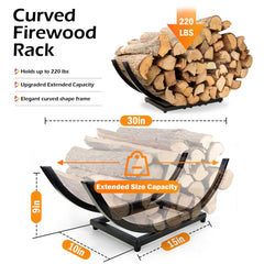 Lifyzoon rack loaded with seasoned logs demonstrating organized storage and easy access
