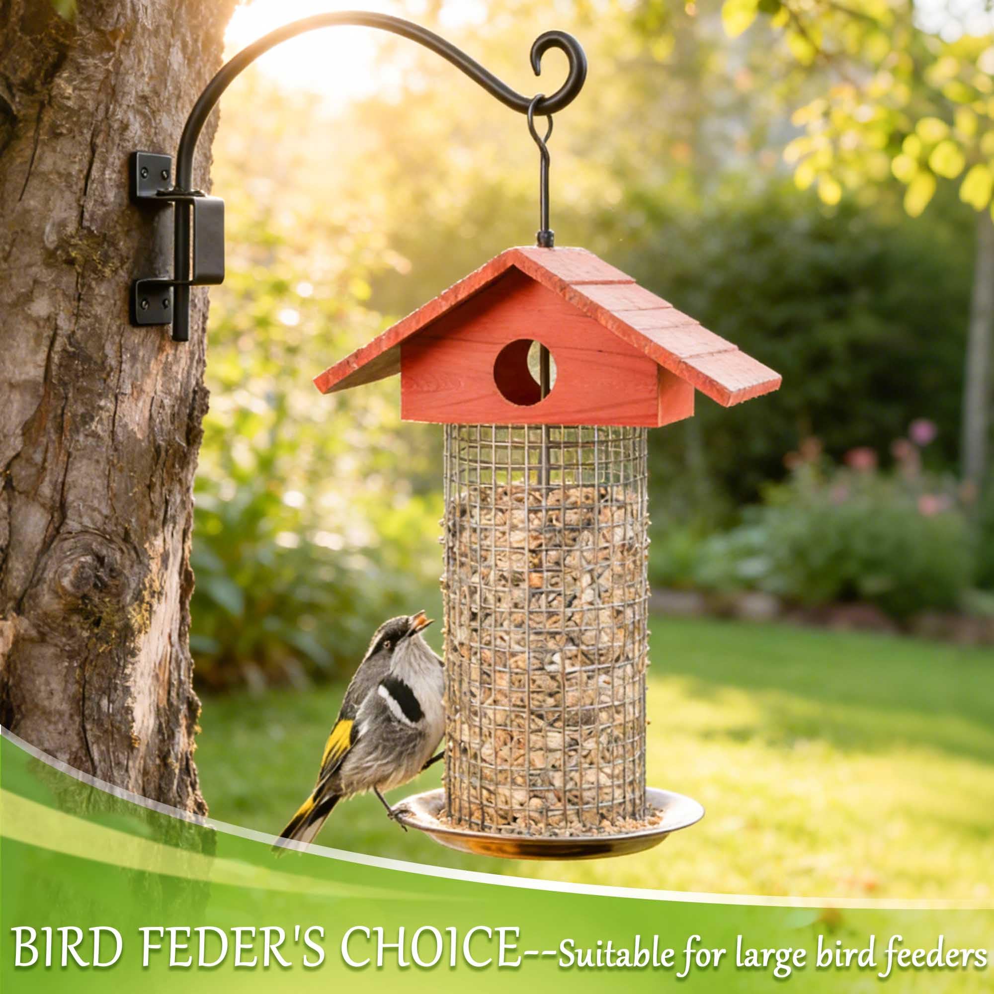 Lifyzoon mounted with birdhouse and feeder showing secure outdoor use