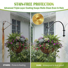 Lifyzoon hanger mounted on a wood post holding a planter, secure outdoor use