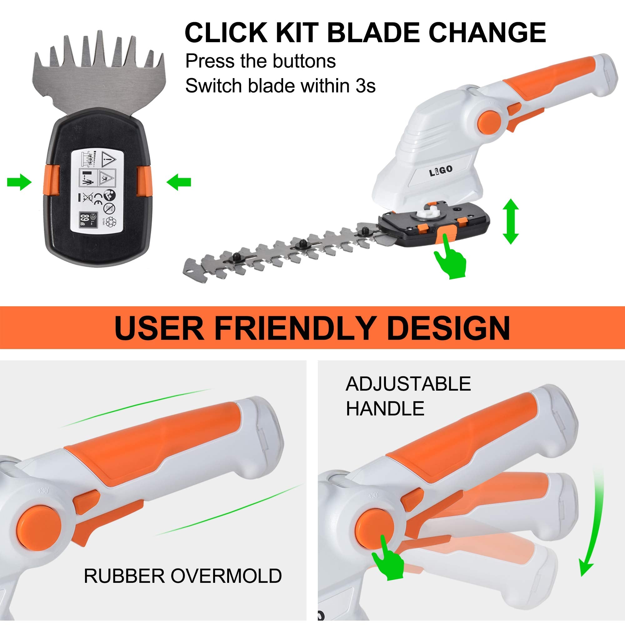 LIGO handheld use trimming grass demonstrating lightweight comfort benefit