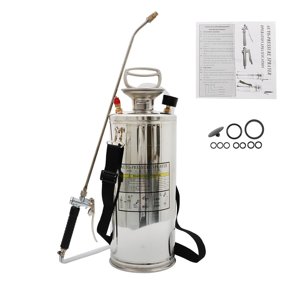 LiGuVCY front view stainless steel sprayer shows durable tank and handle for long use