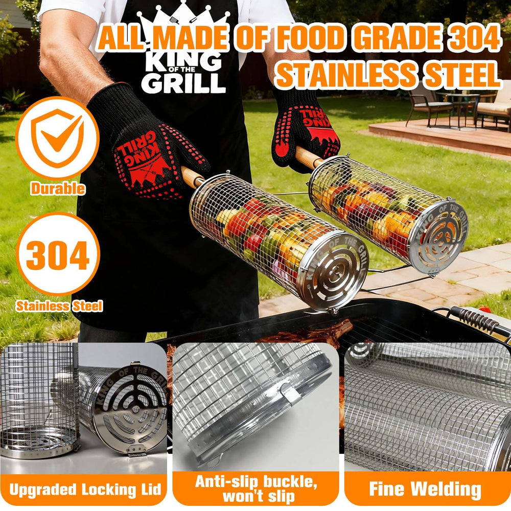 Lihome grill basket on grate cooking vegetables securely with even sear benefit