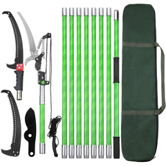 Likeem front view of pole pruner showing full tool and benefits of reach
