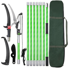 Likeem front view of full pole pruner showing compact head and pole benefit safe reach