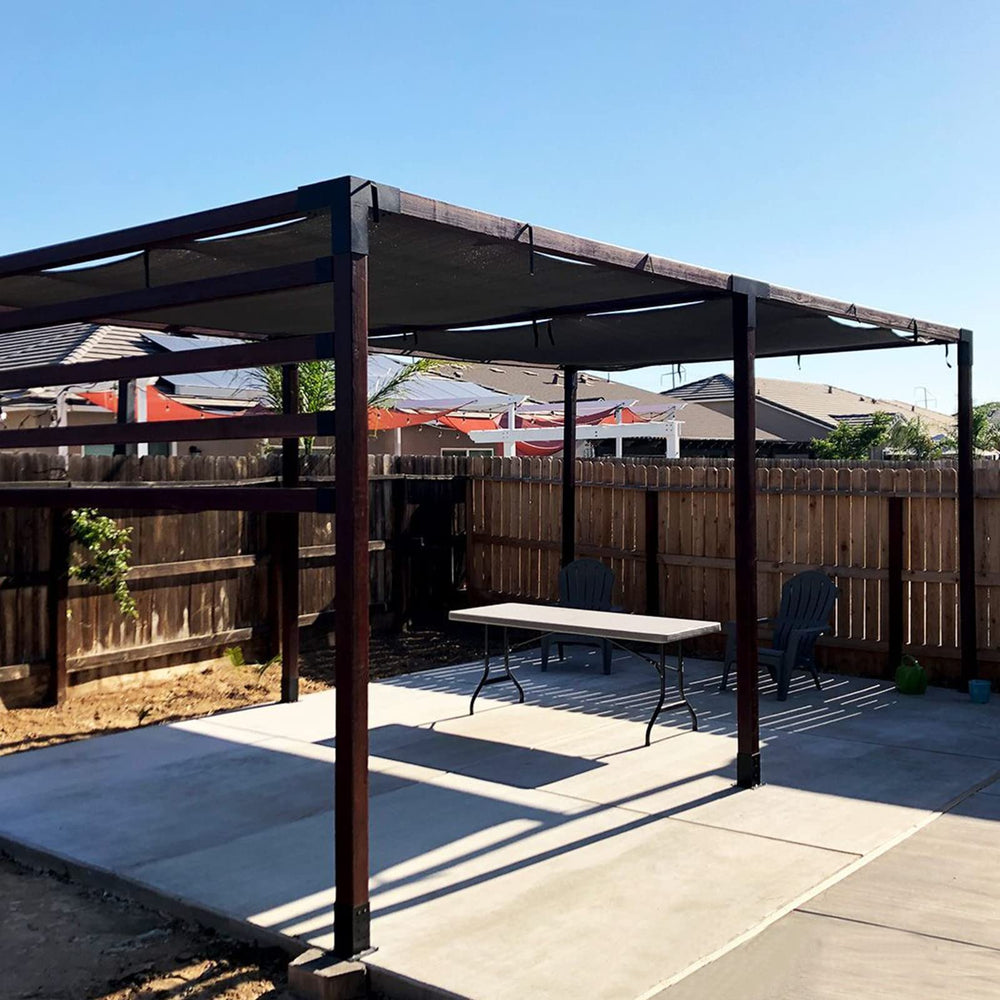 Likeem completed pergola in backyard showing improved outdoor living benefit.