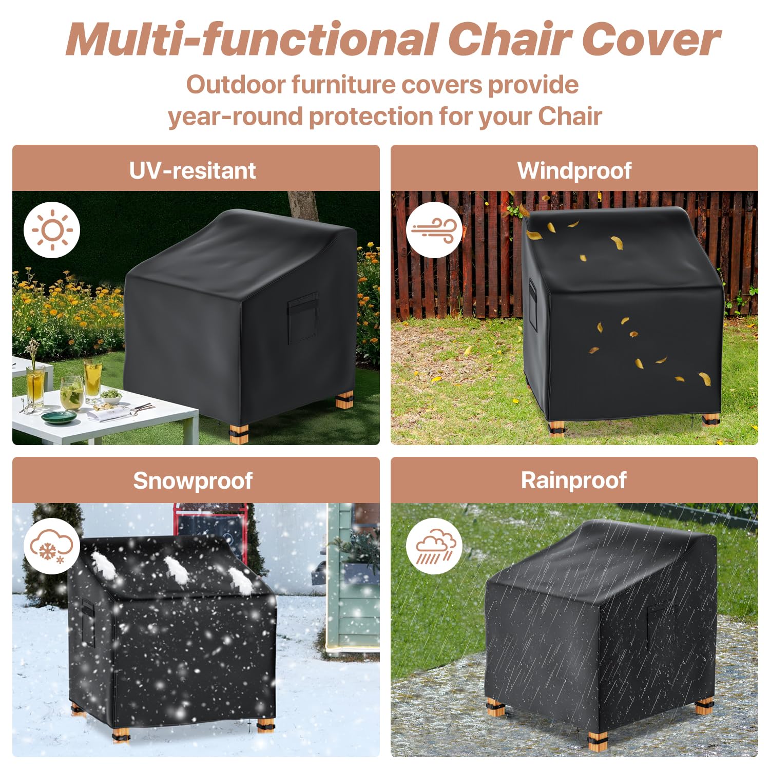 Likorlove installed on a deep-seat lounge chair demonstrating complete coverage and neat silhouette