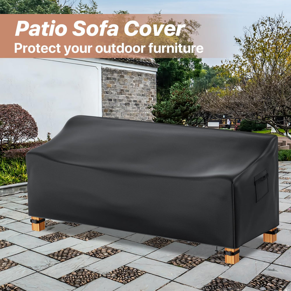 Likorlove cover anchored to sofa legs with cord locks for wind protection