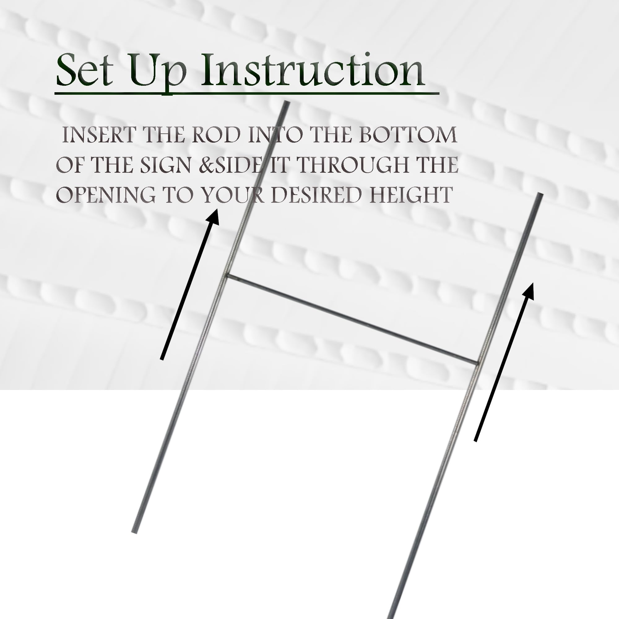 LIKOSEA metal stake inserted in sign showing easy, tool-free assembly