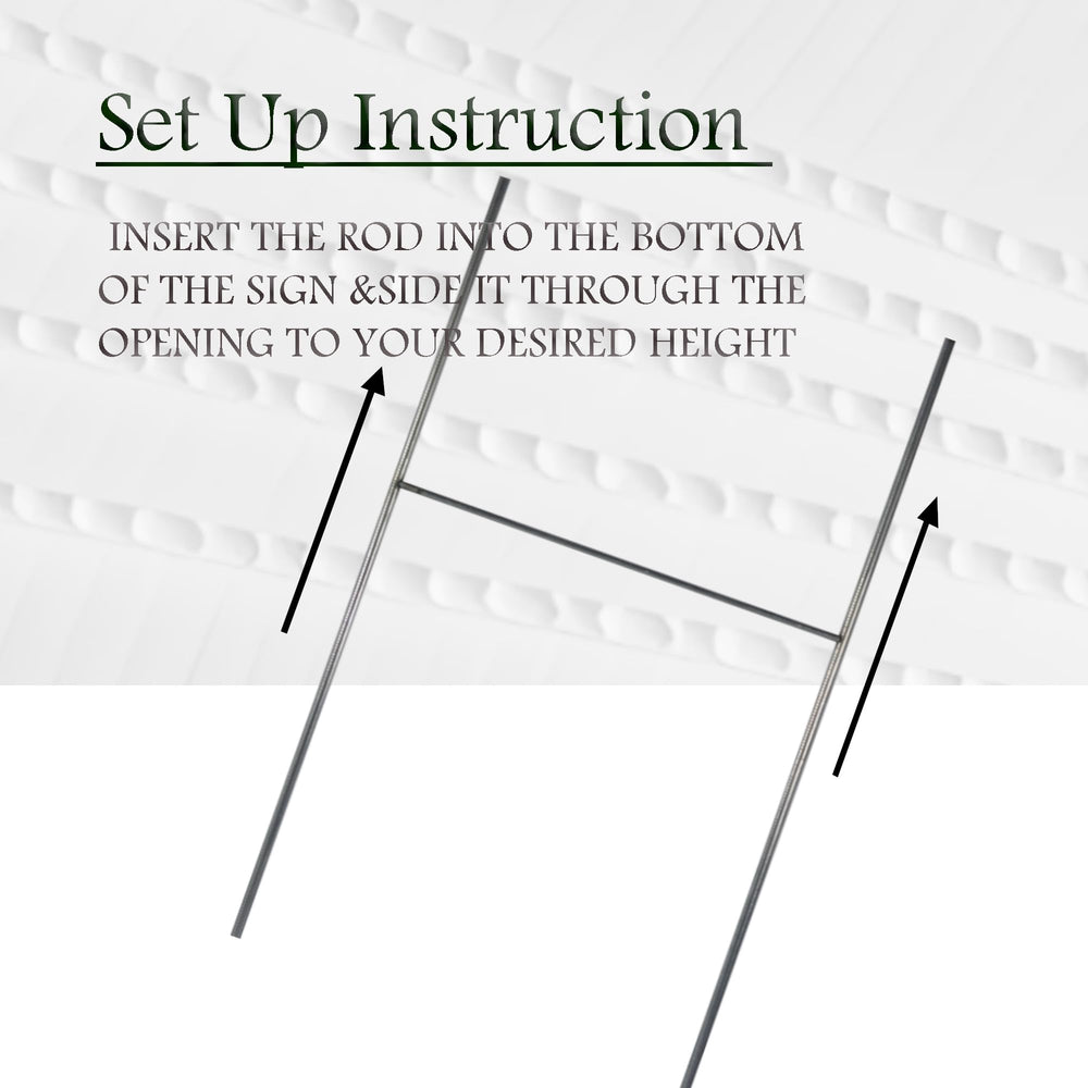 LIKOSEA metal stake inserted in sign showing easy, tool-free assembly