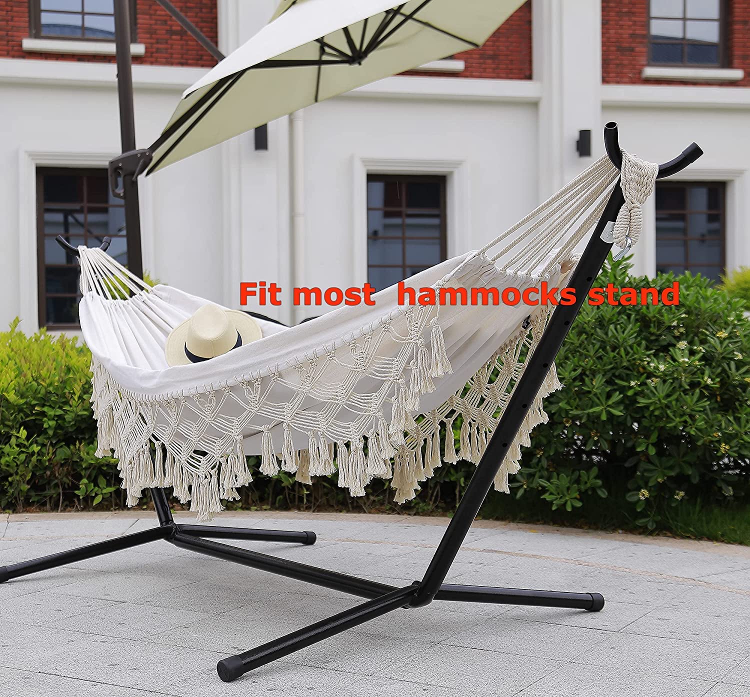 LILANYA hammock with two people reclining showing roomy two-person capacity