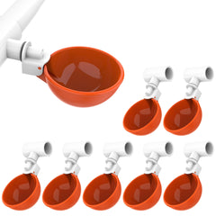 Lil'Clucker front view of 8-pack orange water cups showing durable design and visibility benefit