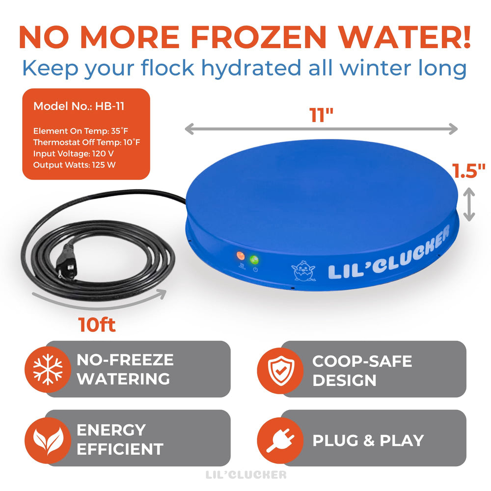 Lil'Clucker side profile supporting a waterer demonstrating spill-resistant access