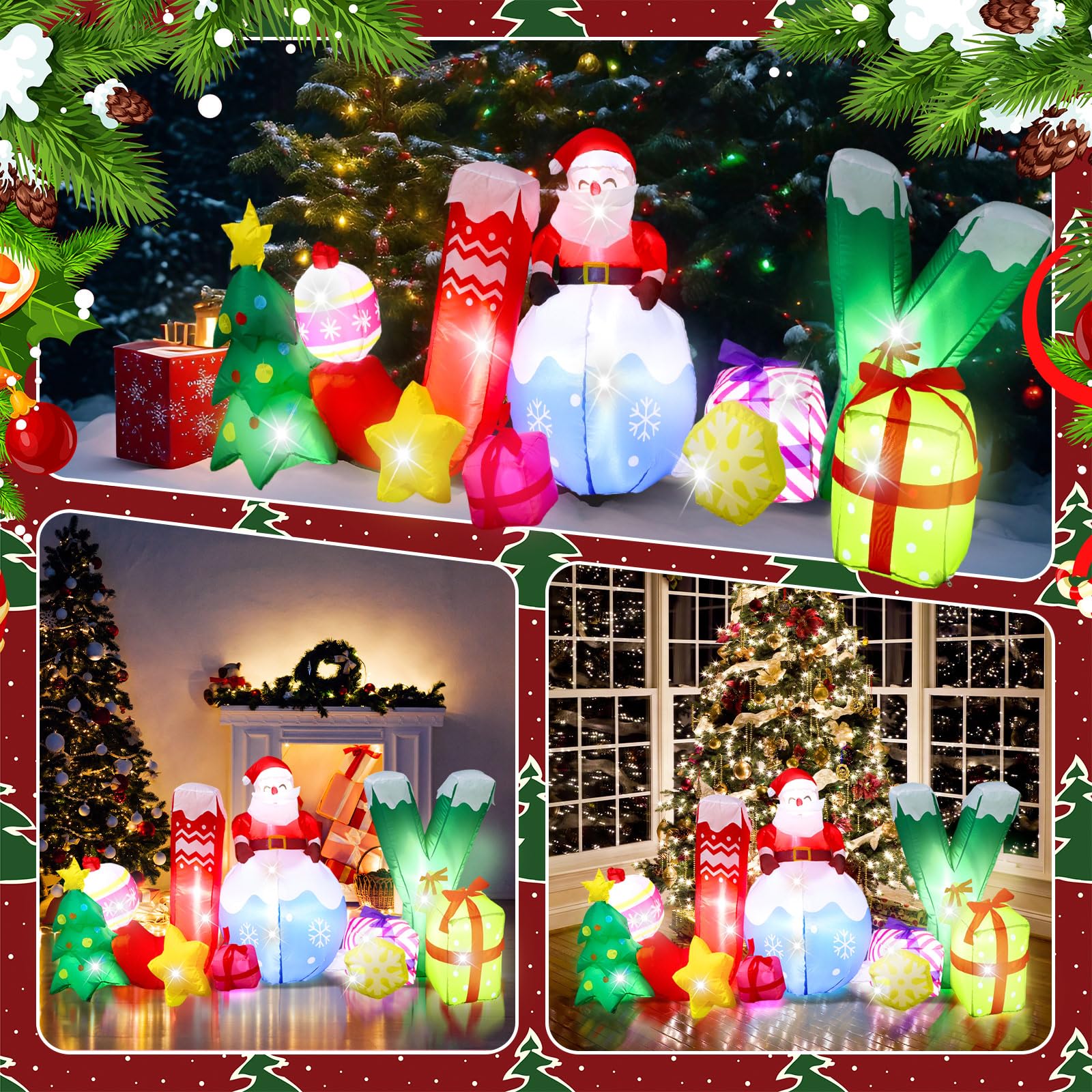 Liliful yard scene at night displays festive mood and easy curb appeal