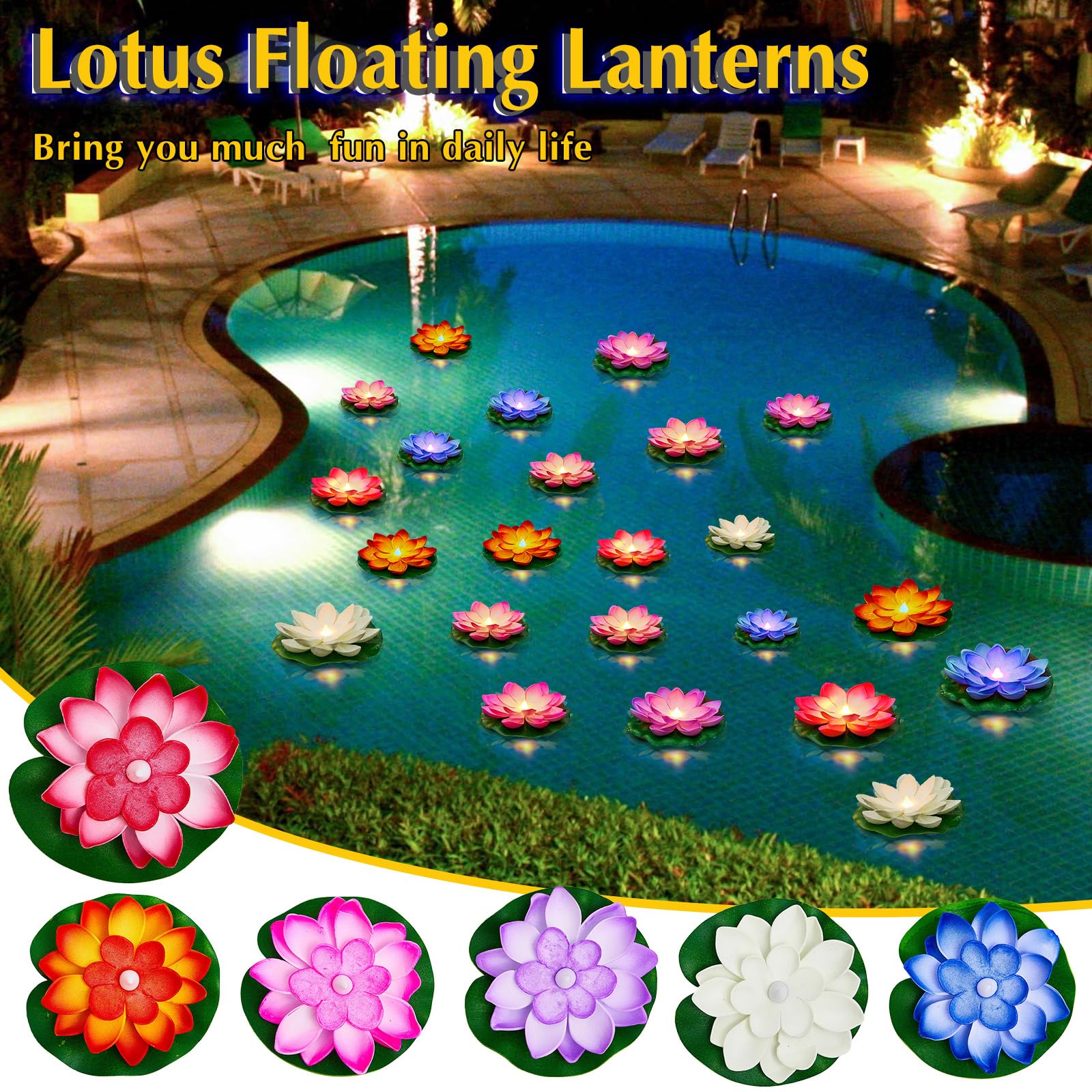 Liliful large and small lotus lights used as wedding tabletop centerpieces for mood lighting