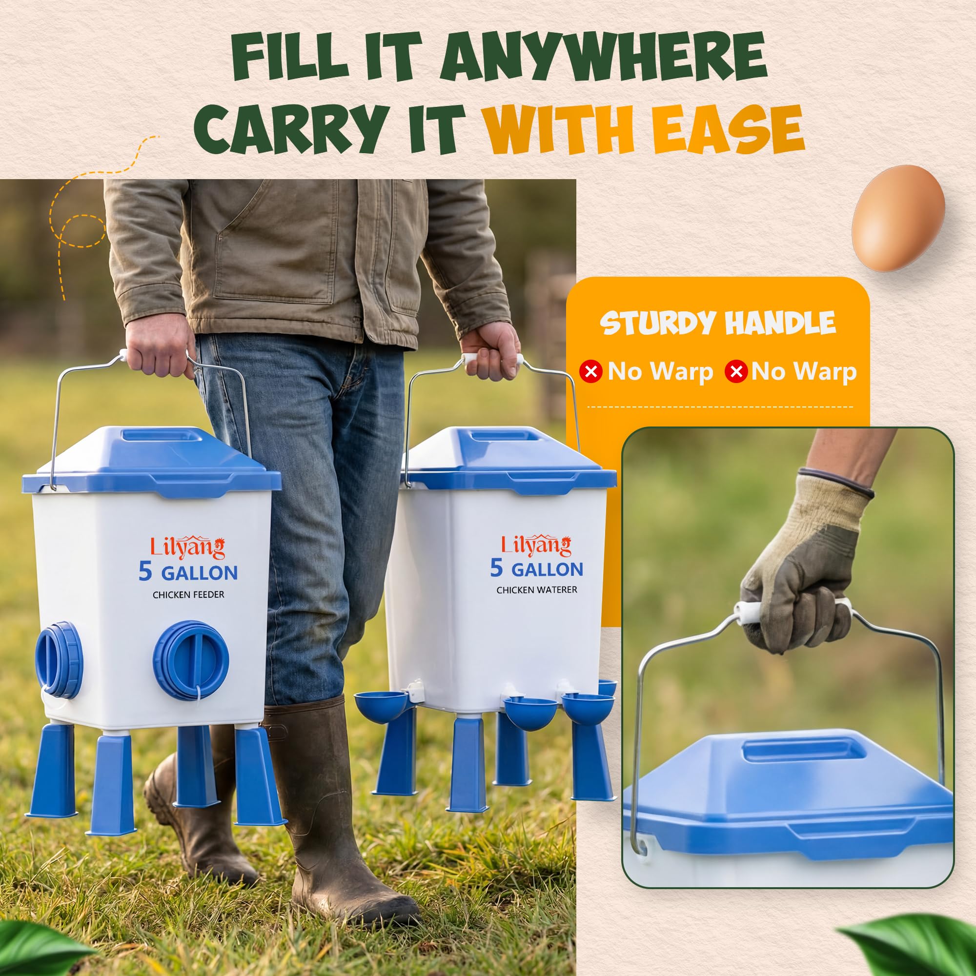 Lilyang anti-perch lid with elevated legs keeping feed area sanitary