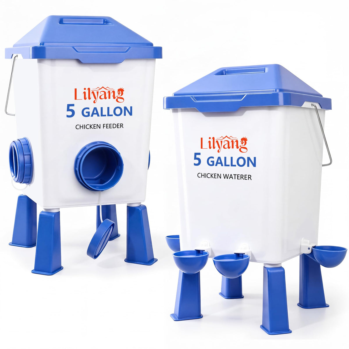 Lilyang feeder and waterer front view showing capacity and durability benefits