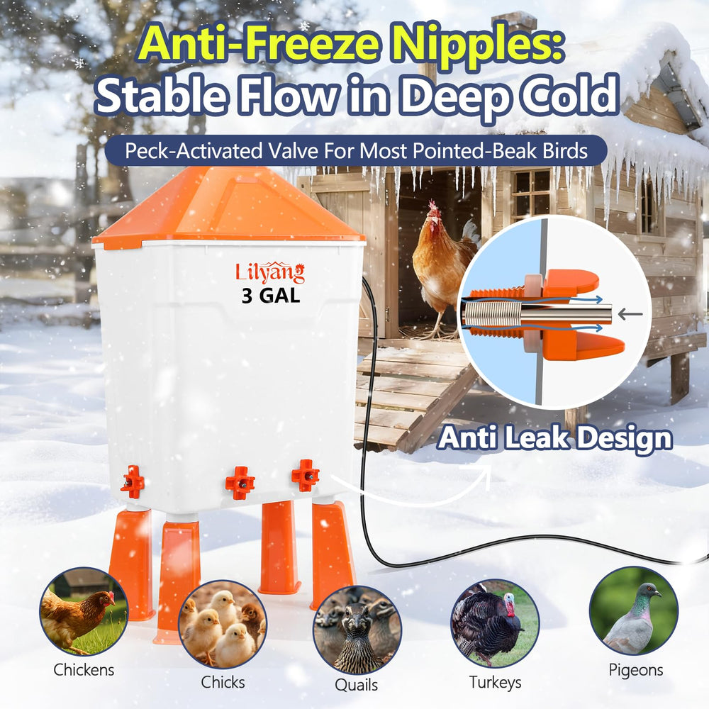 Lilyang cold-weather power cord and thermostat area showing controls benefit: automated freeze prevention