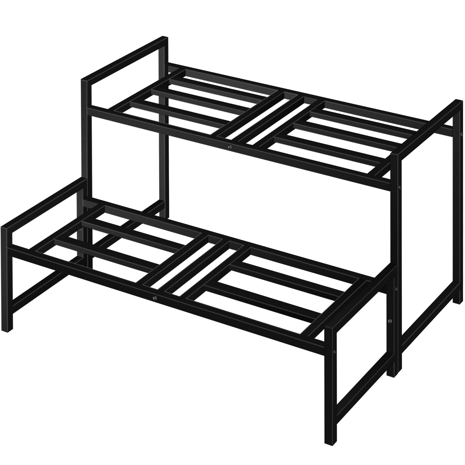 Lilybud front view of 2-tier plant stand showing neat display and stability