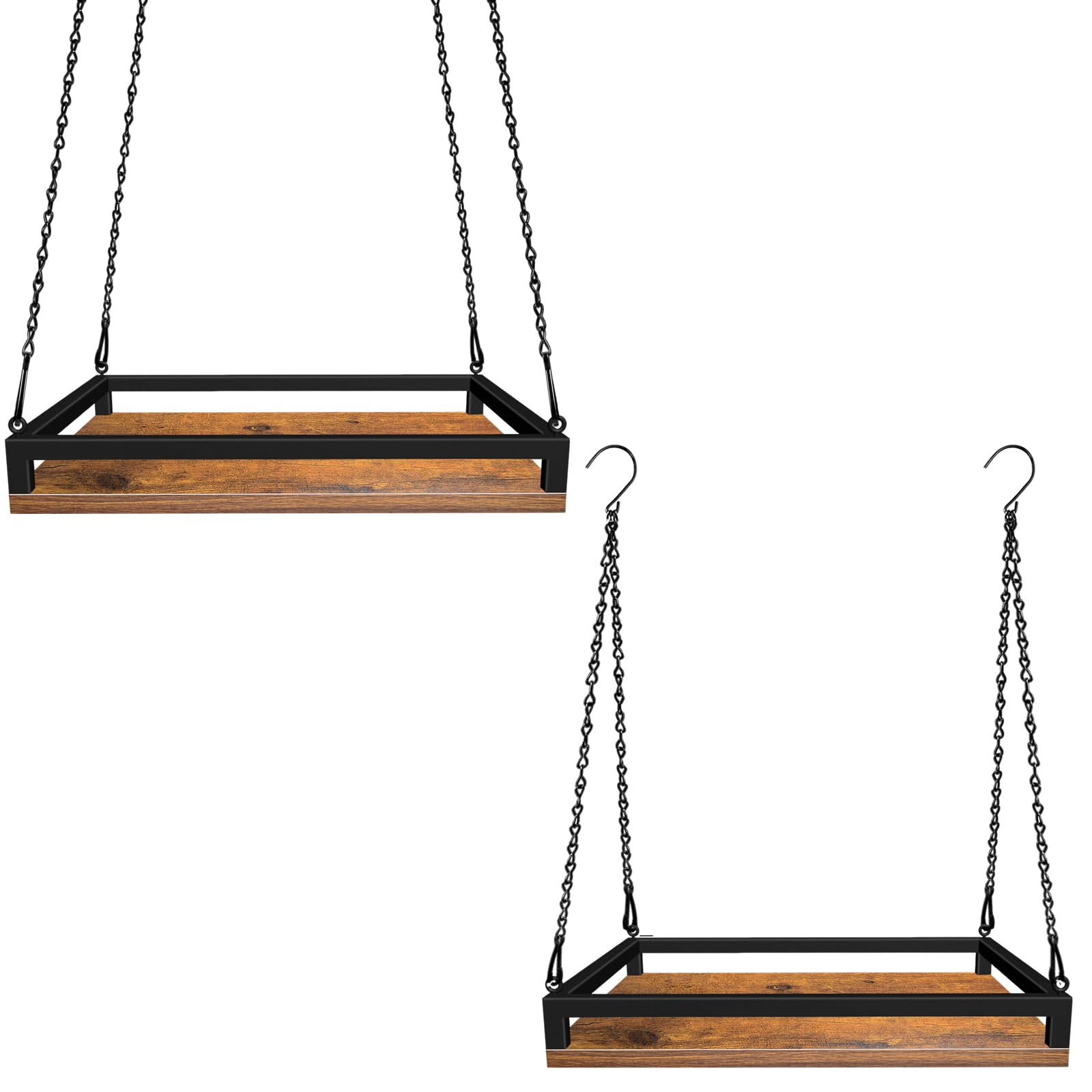 Lilybud--lily front view of wooden hanging shelf showing clean lines and sturdy build for stylish display