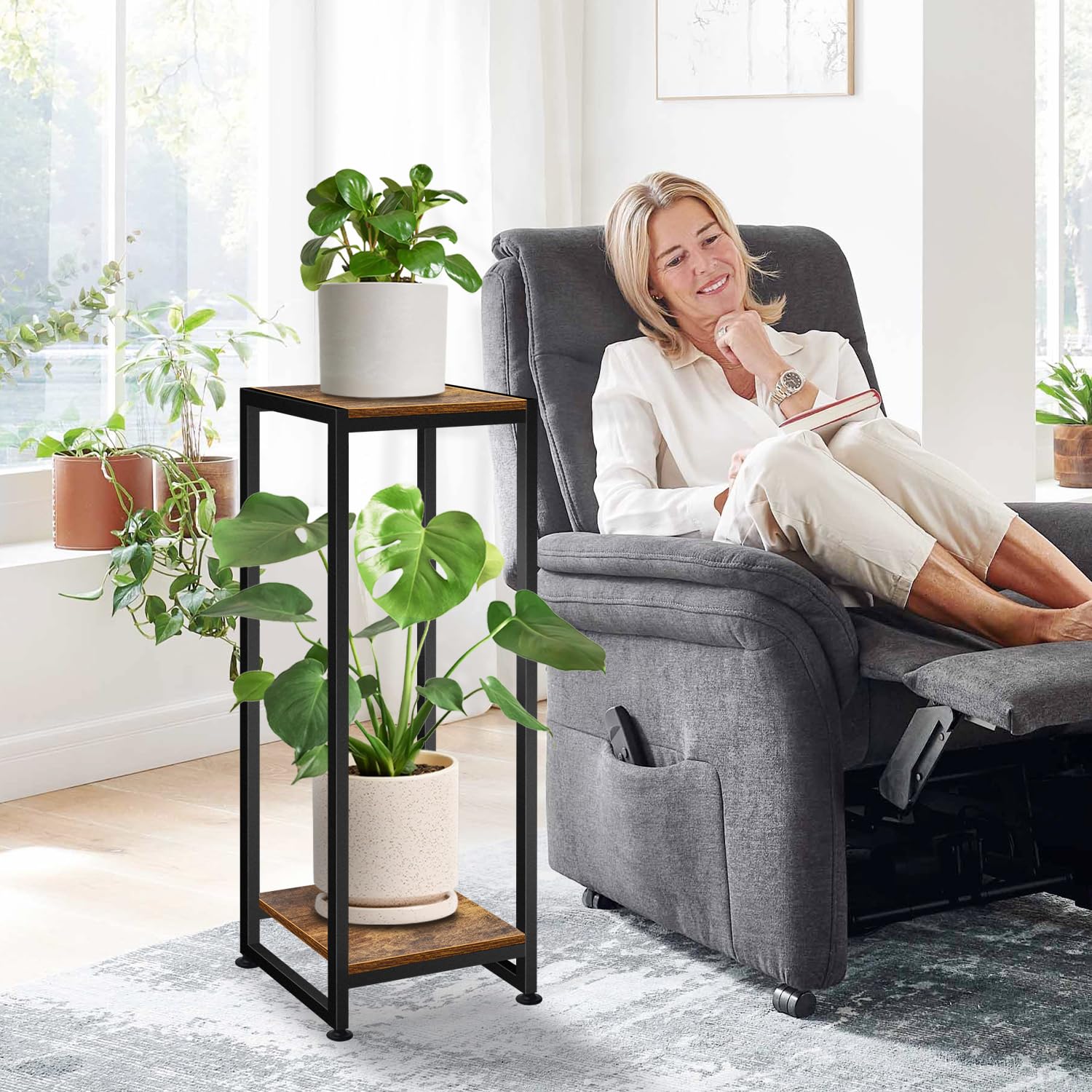 Lilybud--lily used as side table displaying books and decor for versatility benefit