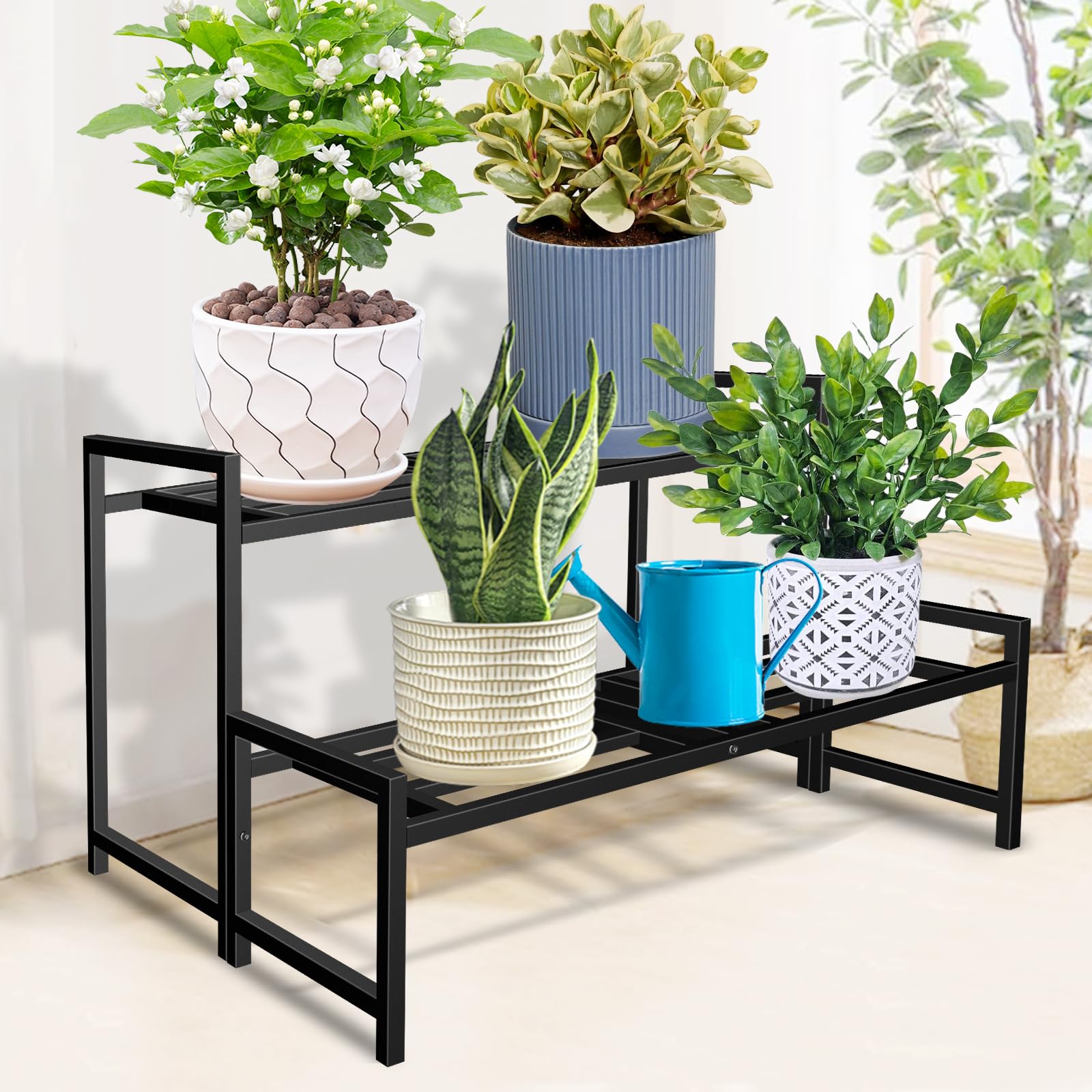 Lilybud stacked tiers filled with varied pots demonstrating space-saving display
