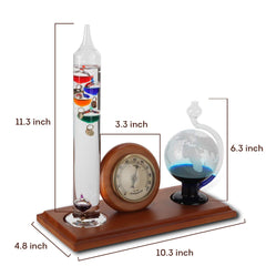 Lily's Home detailed view of etched glass globe barometer highlighting pressure scale and craftsmanship